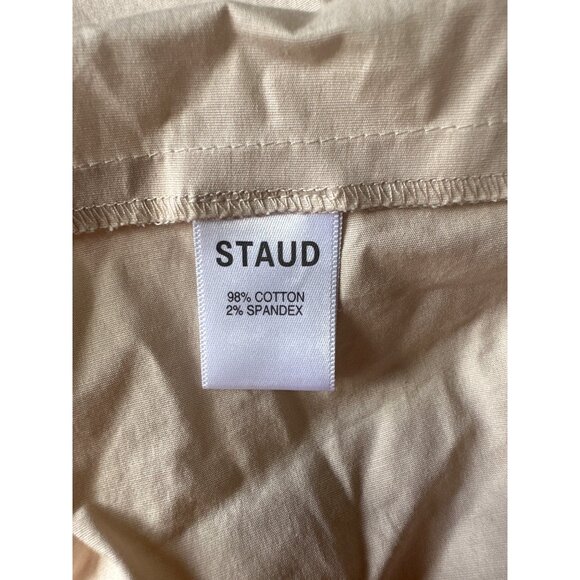 Staud Beige Peplum Blouse With Puff Sleeves & V-Neckline Size S - Picture 10 of 12